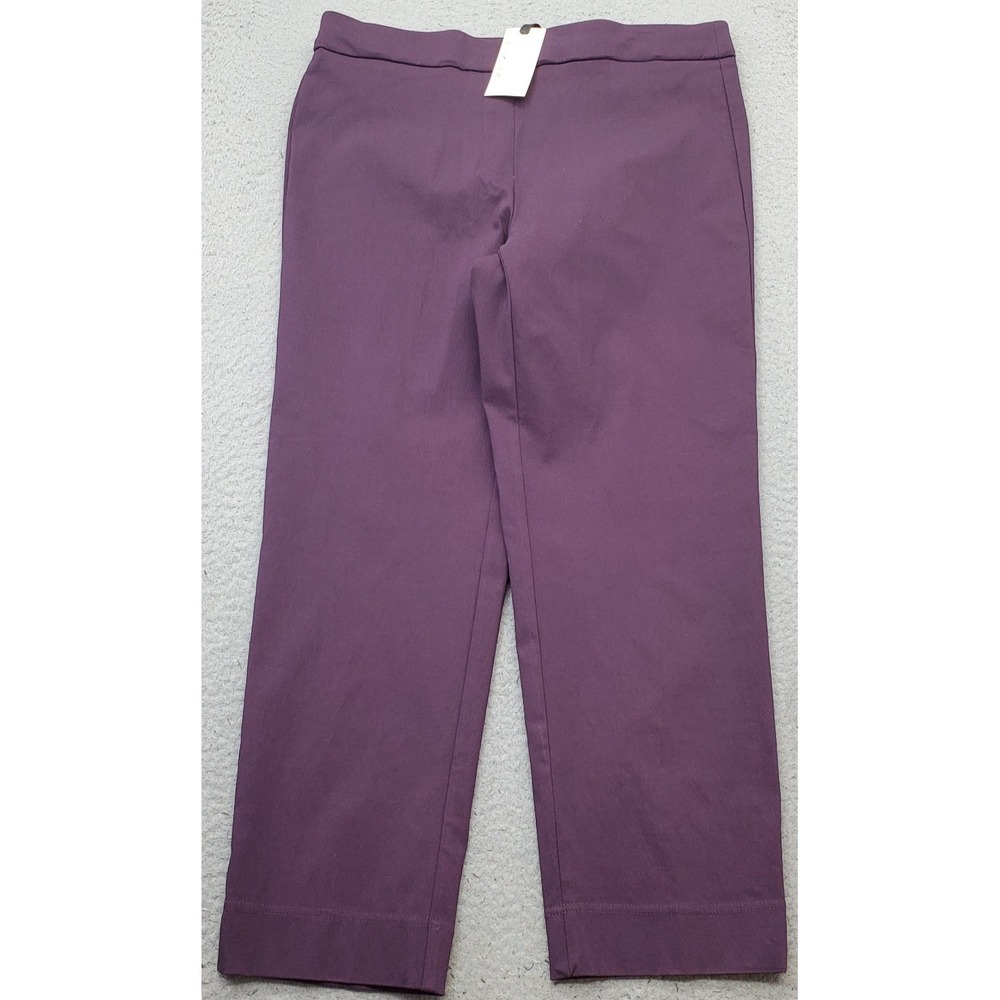 Emaline Pants Women 12 Purple Relaxed Fit Side Slit Outdoor Straight Leg Pull On